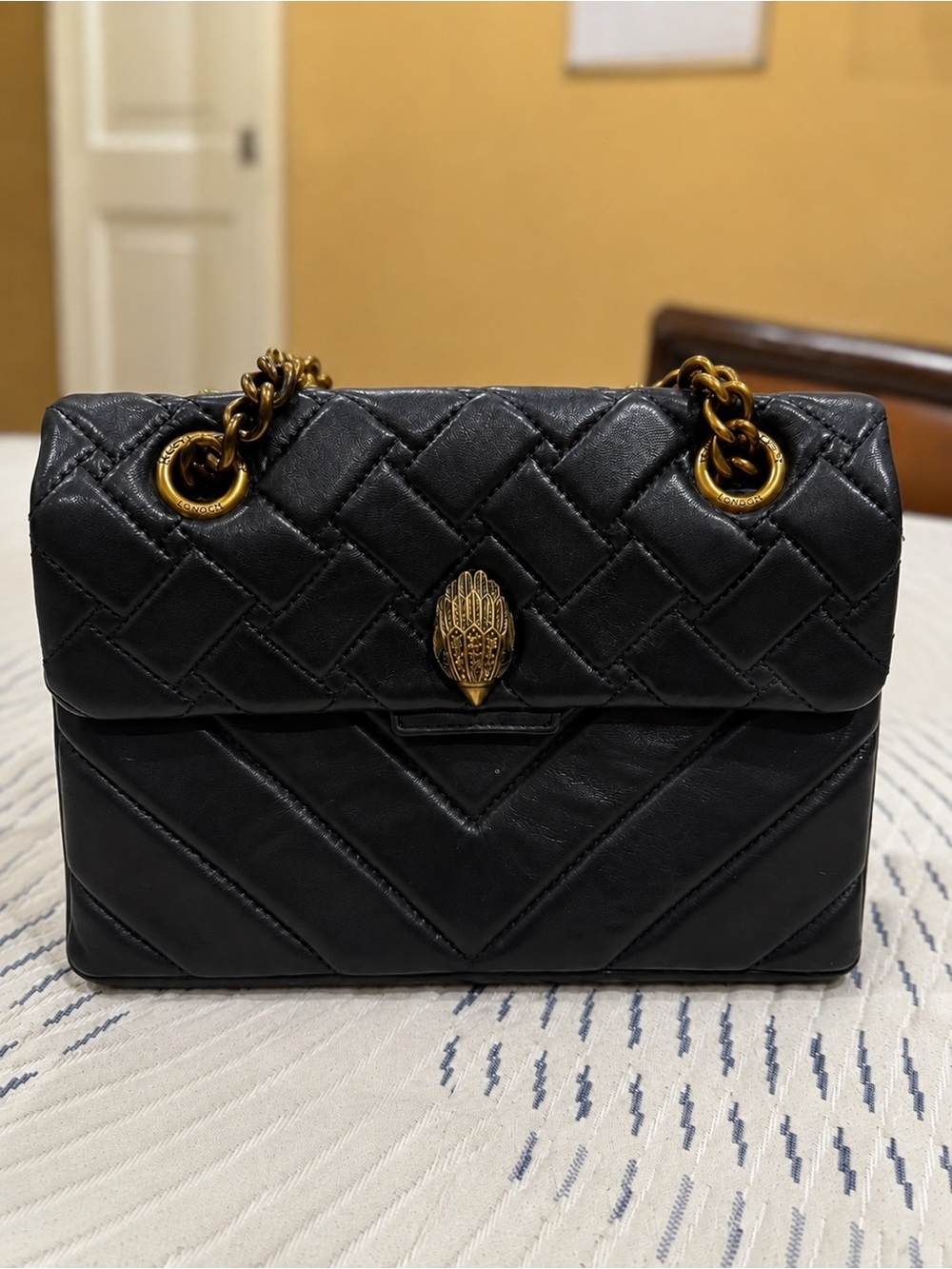 Kurt Geiger London Black Leather Kensington Quilted Shoulder Bag